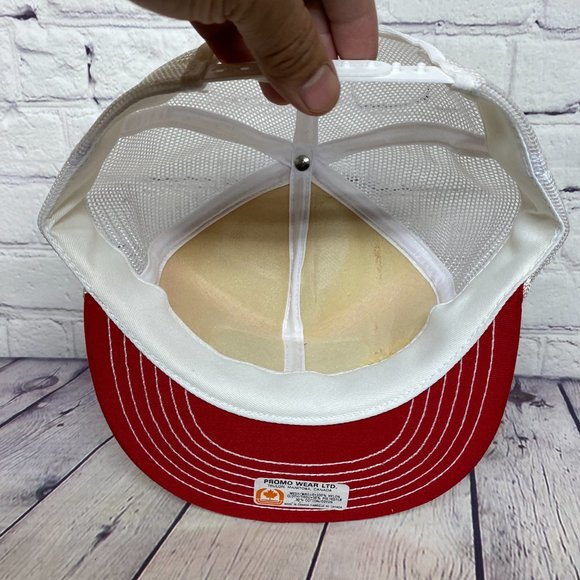 Vintage Farmer Hat Mesh Rope Cap Snapback Red White BROMOX Herbicide Item#1 - Picture 7 of 9